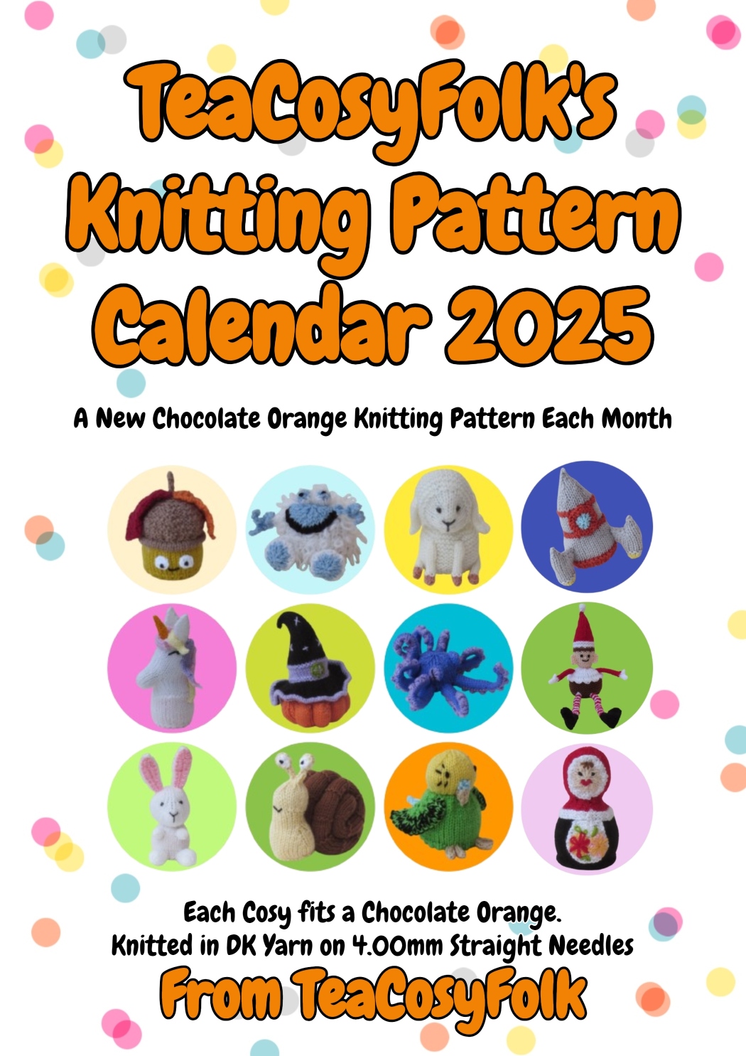 TeaCosyFolk's Chocolate Orange Knitting Pattern Calendar 2025 knitting